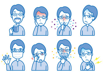 体調不良の男性のイラスト