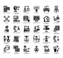 Set of robot thin line and pixel perfect icons for any web and app project.