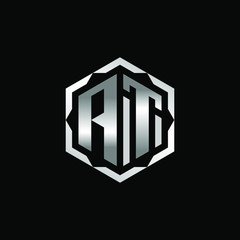 Initial Letter AT Hexagon Logo Design
