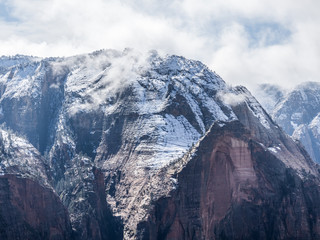 View of winter Zion Canyon from Angels Landgin trail