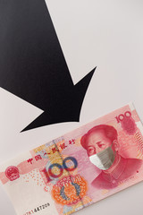 Chinese banknote wearing face mask