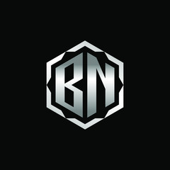 Initial Letter BN Hexagon Logo Design