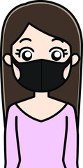 マスクを付ける女性（黒）