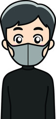 マスクを付ける男性（グレー）