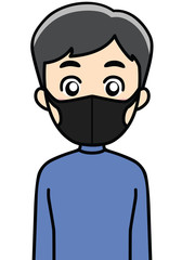 マスクを付ける男性（黒）