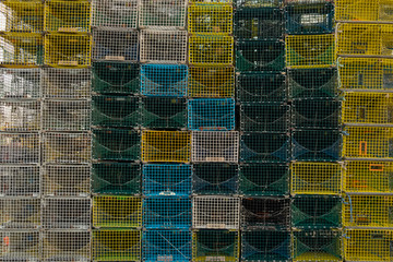 Stack of lobster traps - Portland, Maine