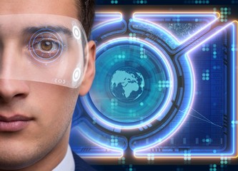 Futuristic vision concept with businessman