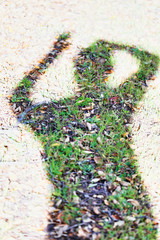 Human silhouette on leaves