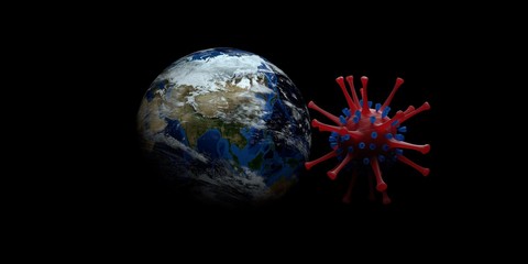 Corona Virus 2019nCoV with Planet Earth Wuhan Virus 3D Illustration. Elements of this image are furnished by NASA.