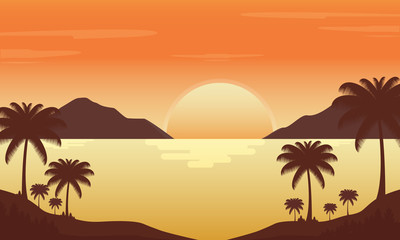 Fototapeta na wymiar Gradient beach sunset landscape background.