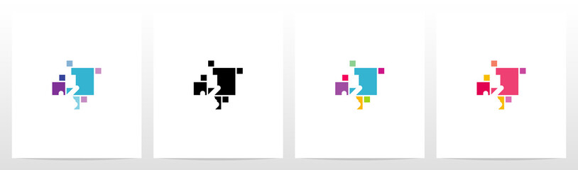 Obraz premium Finger On Button As A Letter Logo Design J