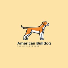 Vector Logo Illustration American Bulldog Elegant Simple Mascot Style