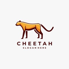 Vector Logo Illustration Cheetah Mascot Cartoon Style.