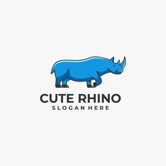 Vector Logo Illustration Rhino Simple Mascot Style.