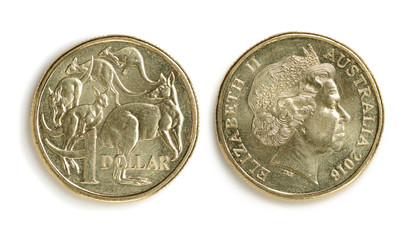 A studio photo of Australian coin currency