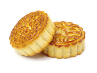 Mid-Autumn Festival moon cake on white background