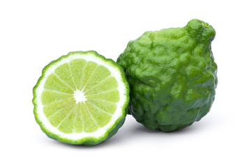 Bergamot or kaffir isolated on white background.