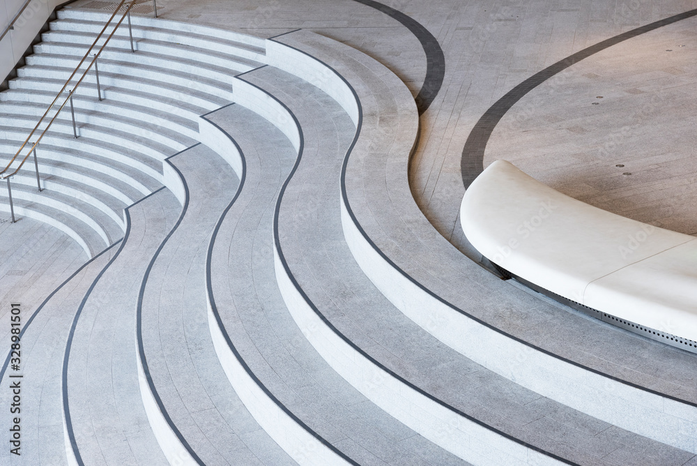 Aufkleber Stairway of modern architecture. Building abstract background