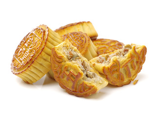 Mid-Autumn Festival moon cake on white background