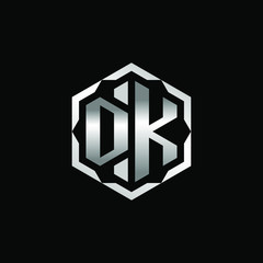 Initial Letters DK Hexagon Logo Design