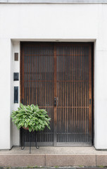 Fototapeta premium Antique wooden door of residential house in Japan