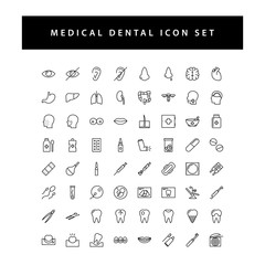 Medical icon set with black color outline style design.