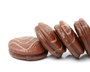 chocolate cake on white background 