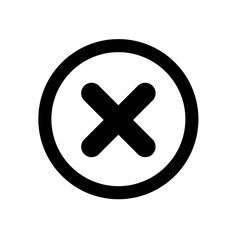 The Black Cross inside Circle. Isolated Vector Illustration