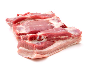 Pork belly on white background