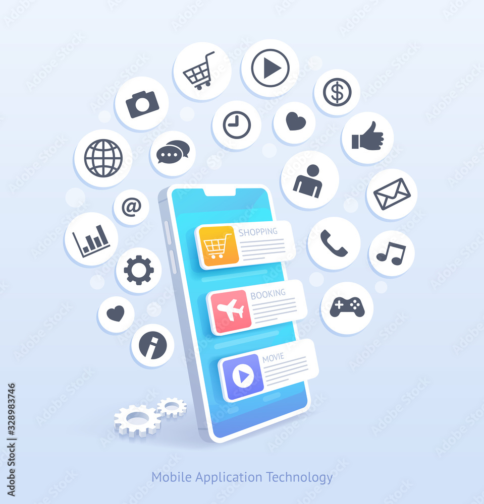 Wall mural mobile application technology vector illustrations.