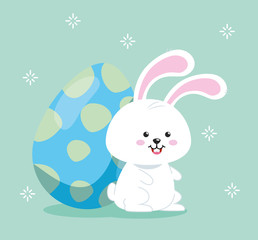 cute rabbit with egg easter decorated vector illustration design