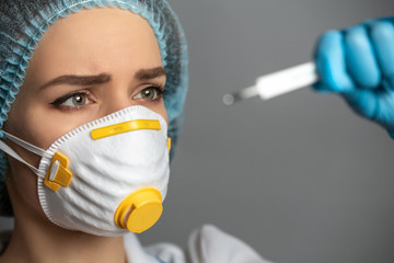 Nurse holding Blood Sample. 