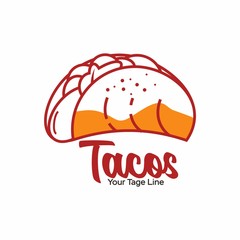 Taco logo, Mexican fast food snack vector spicy taco, icon, simple, template vector illustration