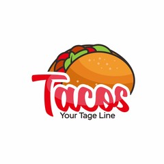 Taco logo, Mexican fast food snack vector spicy taco, icon, simple, template vector illustration