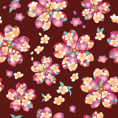 Seamless pattern of a cherry blossom used for a kimono,