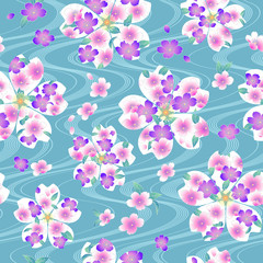 Seamless pattern of a cherry blossom used for a kimono,