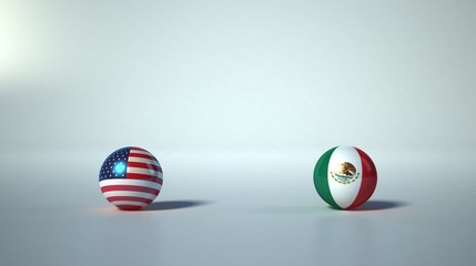 flag. 3d render of international flagball. usa-mexico flag.