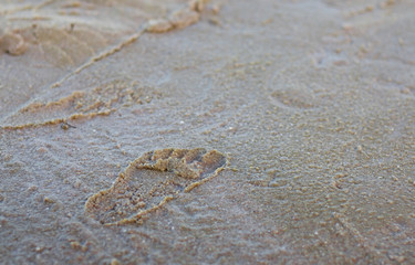 Footprints on sand.