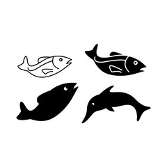 fish vector set icon