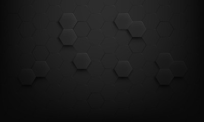 Obraz premium black background Hexagon geometric concept. abstract vector design. Decorative web layout or poster, banner.
