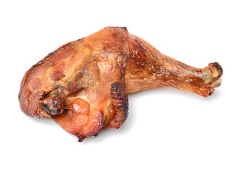 grilled chicken leg  on white background