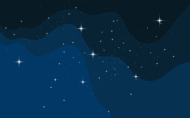 Vector space background . Cute flat style template with Stars in Outer space © badrus