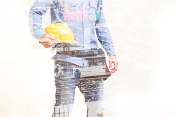 Engineer man working at a construction site.