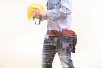 Engineer man working at a construction site.