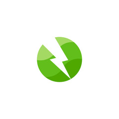 bolt circle green earth gradient symbol logo vector