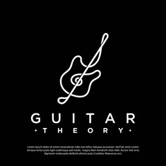 abstract guitar vector logo with minimalist line art style