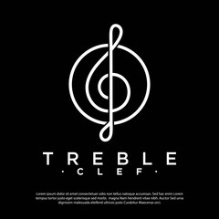 abstract cleff key vector logo with minimalist line art style