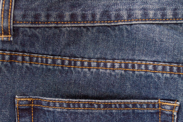 blue denim stitching background, close up