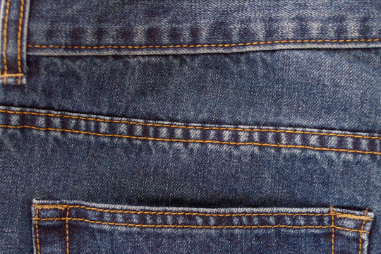 Blue Denim Stitching Background, Close Up