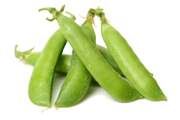 Fresh peas isolated on white background 